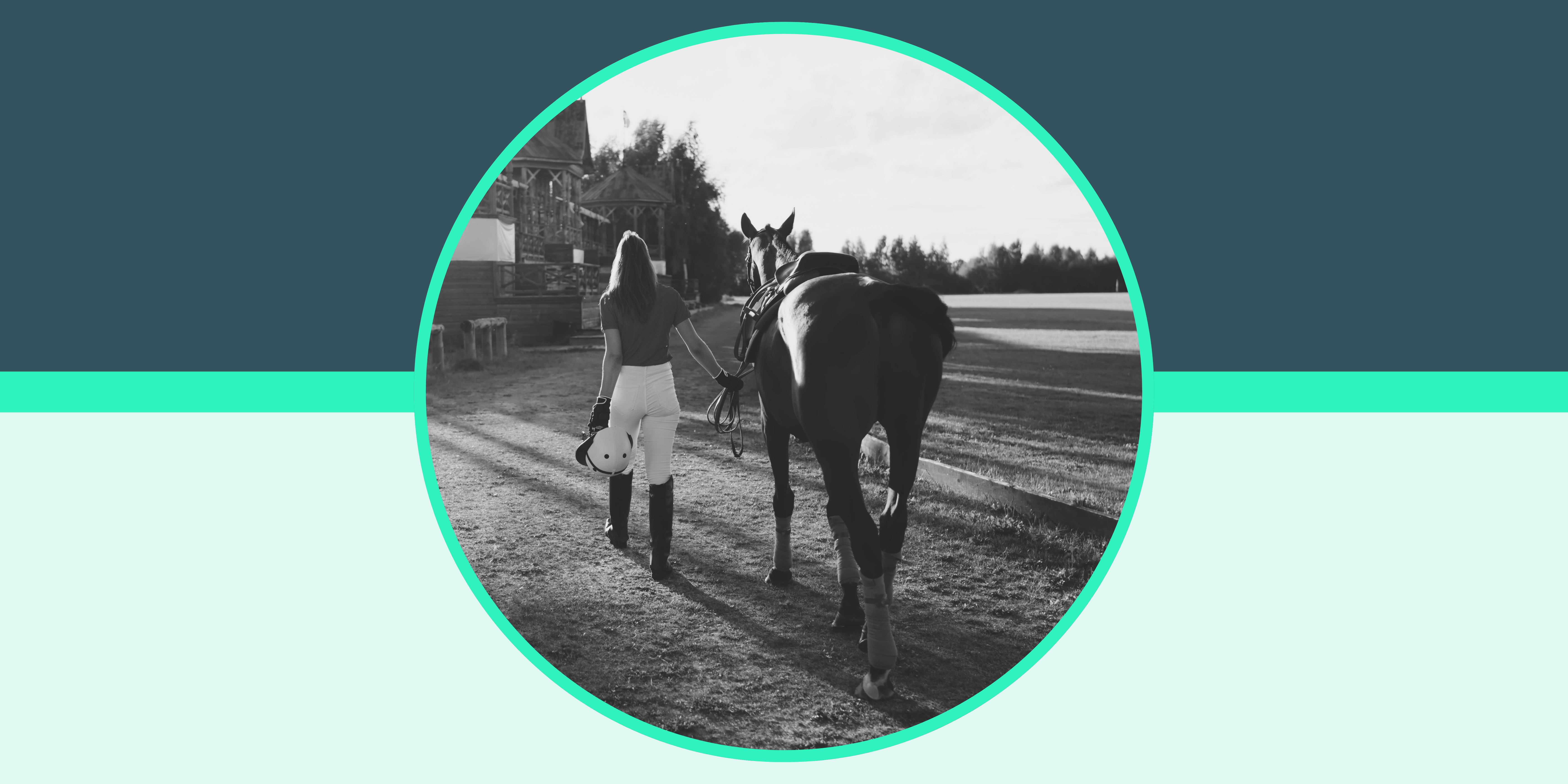 A woman walks a horse over a racecourse to win in a walkover